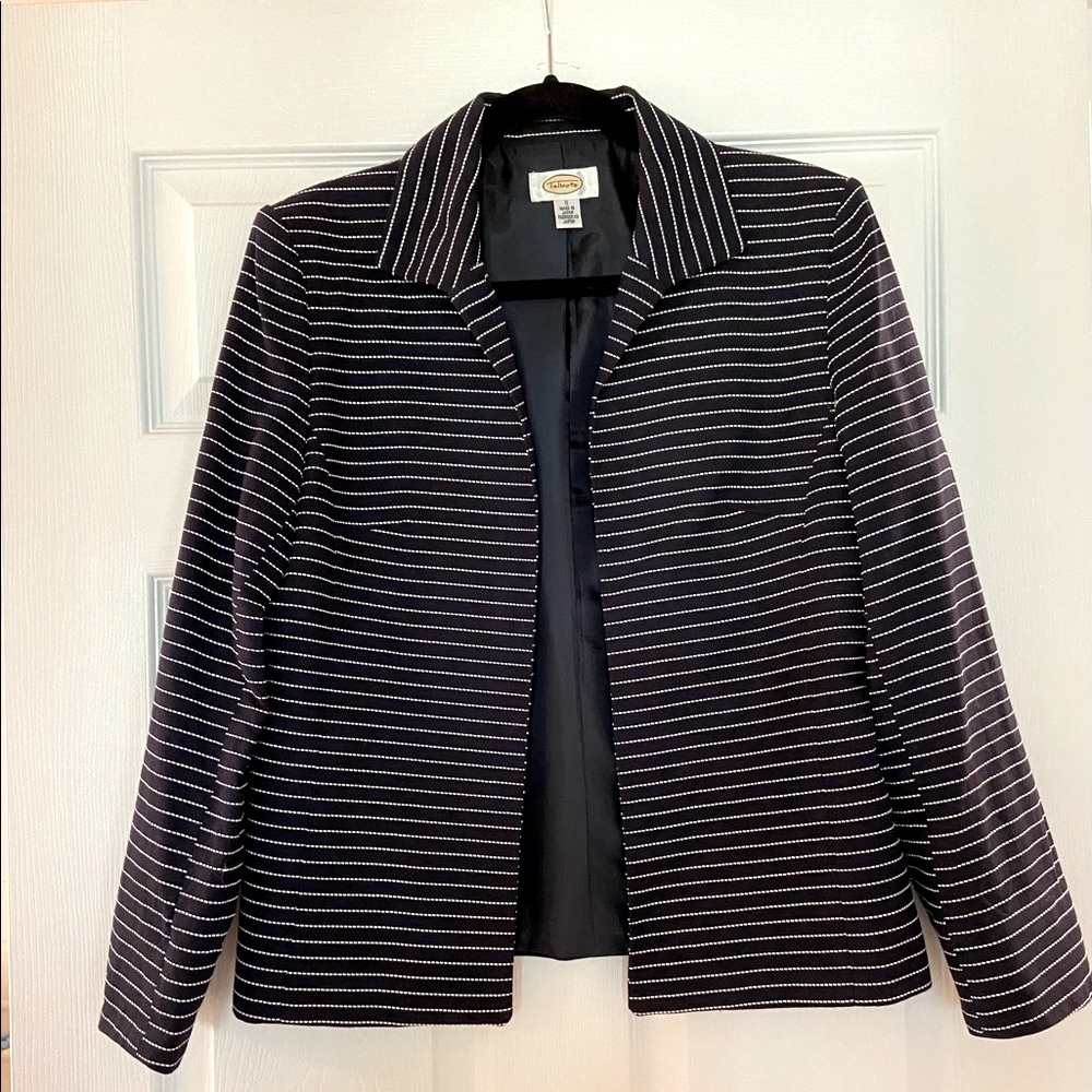 Talbots open front striped jacket
